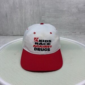 Vintage K-Mart Hat Cap Snapback White Red Kids Race Against Drugs DARE
